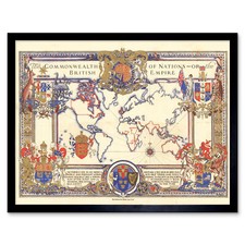 Map Webb 1937 British Empire Commonwealth Pictorial Wall Art Print Framed 12x16