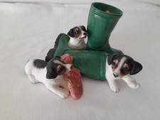 Leonardo 3 x Jack Russell Puppies with wellies  Figure 3.5 inches tall