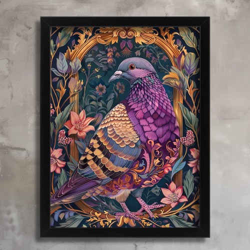 Vintage botanical pigeon print - pigeon,