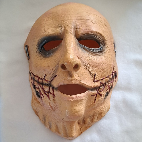 Beige latex horror - beige, stitched