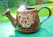 Vintage Fosters Pottery Watering Can Vase Decorative Cornwall Brown Honeycomb