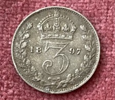 1897  Silver Threepenny  Piece.  Collectors Item.