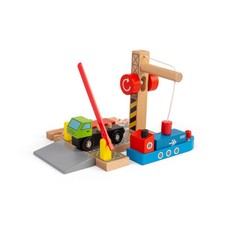 Bigjigs Rail Container Shipping Yard, Wooden Train Set Accessories