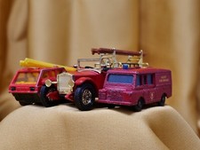 Lot of 3 Fire engines Rolls-Royce Land Rover Matchbox Vintage Diecast car model