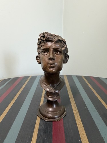 Vintage bronze bust young - vintage,