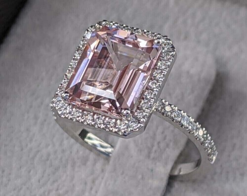 3ct emerald cut pink morganite - pink,