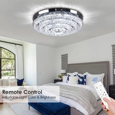 LED Crystal Chandelier Ceiling Light Fixture Modern Round Light Fixture 18 Inch