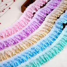 Gathered Satin Silk Lace Trim