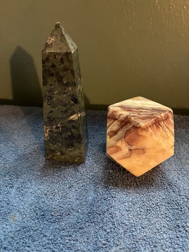 Vtg green marble obelisk - vtg,