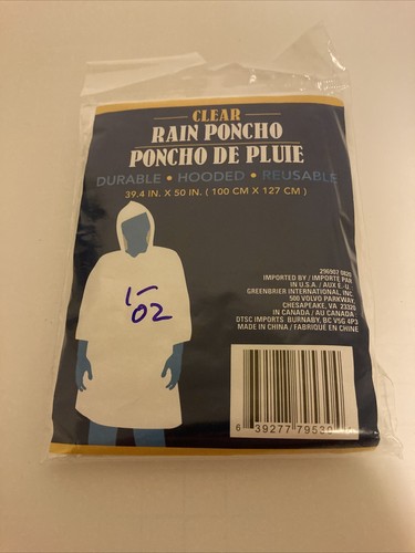 Rain poncho inx 50in new - rain,