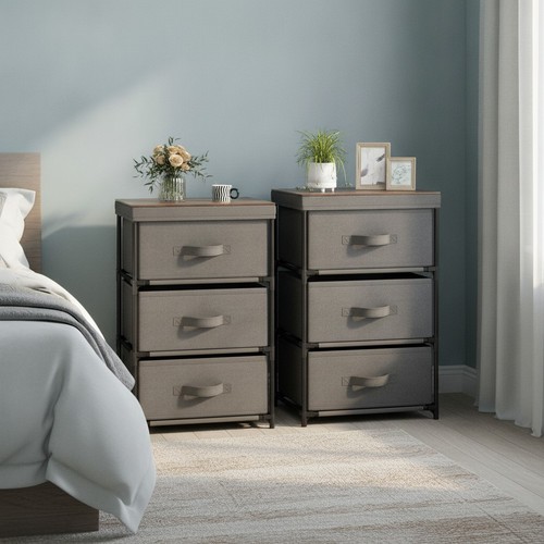 Grey drawer fabric dresser - grey, 3-drawer