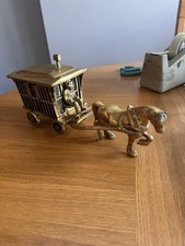 Vintage Brass Model Horse Drawn Romani Gypsy Caravan 2+kg