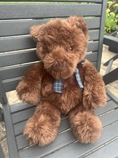 Heads And Tales Gund Large Brown Bear With Tartan Ribbon.