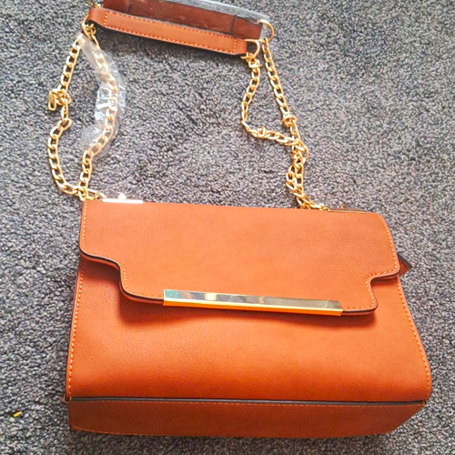 Brown faux leather shoulder - brown,