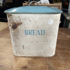 Vintage Very Rustic Enamel Bread Bin  1930s-1940s Tala ENGLAND PROP DISPLAY