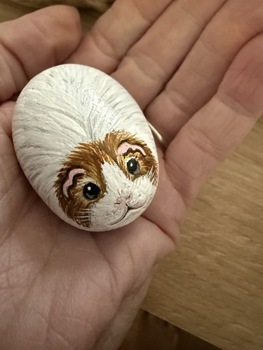 Guinea pig hand painted stone - guinea,