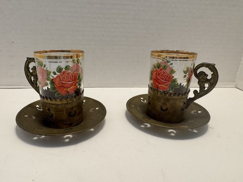 Two antique glass coffee cups - two,