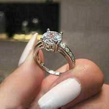 Gorgeous Engagement Ring 2.40Ct Round Cut Diamond 14k White Gold Finish Size J-W