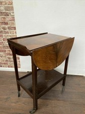Antique Oak with walnut veneer Serving Trolley - drop leaf sides (8367