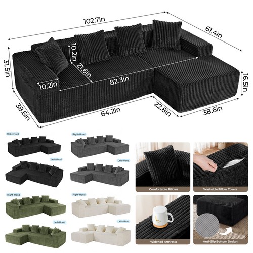 Jumbo cord corner sofa suite - corner,
