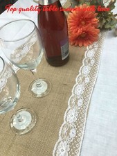 Hessian Jute table runner & chair sash with lace rustic wedding CLEARANCE SALE