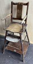 Antique French Wooden Baby/Toddler Highchair Convertible Unique Rare Good Cond