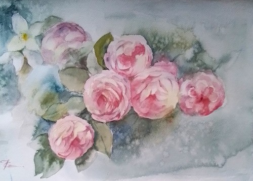 Roses watercolor painting - roses,