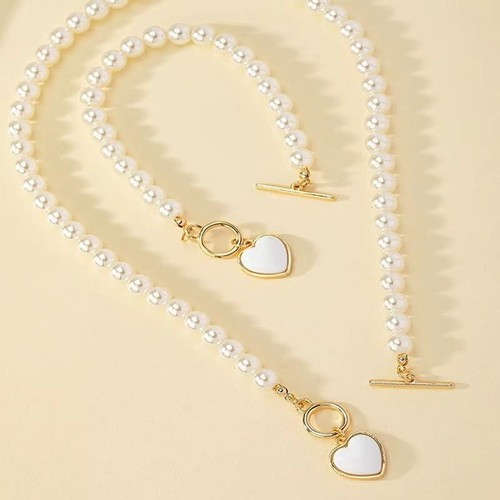 Elegant faux pearl - , necklace