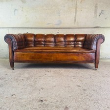 Beautiful Danish 1920s Three-Seater Tan Leather Sofa – Thick Hide #A796
