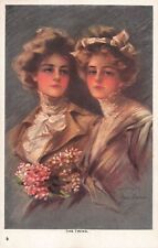 POSTCARD - ARTIST SIGNED - PHILIP BOILEAU - THE TWINS -  GLAMOUR - GIBSON GIRL