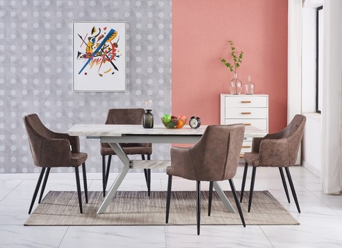 Dark brown leather dining - dark,