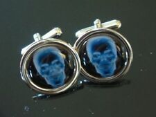 X RAY SKULL CHROME CUFFLINKS NEW
