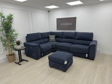 DFS Arwen Power Recliner Corner Sofa Right Hand Facing & Footstool Set In Navy