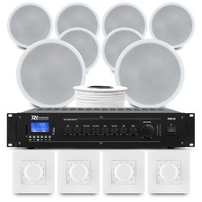 4-Zone Ceiling Speaker Background Music System 100v, Bluetooth, 8x CSPB 6" 120W