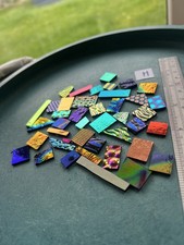 Dichroic On Black  COE 90 Scrap Glass Fragments 40 Grams For Fusing - Bag H