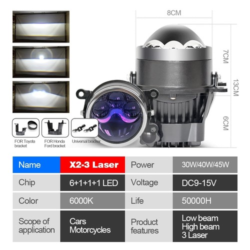 2pcs laser headlight - 3.0'',