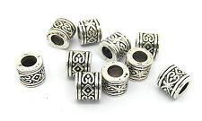 Large Hole Spacer Beads - Celtic Design - 10 pcs - 7mm - Antique Silver Tone