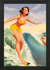 Hawaii Surfer Girl Framed Wall