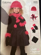 Stylecraft Eskimo Children’s DK Hat, Cowl, Gloves & Scarf Knitting Pattern 8395