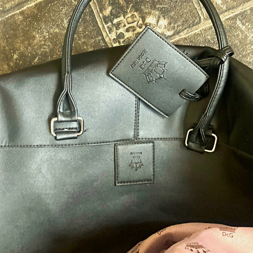 Black leather duffle - black,