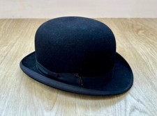 Dunn & Co Vintage Black Bowler Hat Made In England 21 Inch Circumference