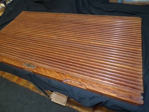 Antique oak roll top - top, desk