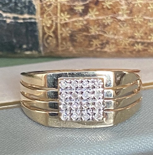 Gents 9ct gold - gents, diamond