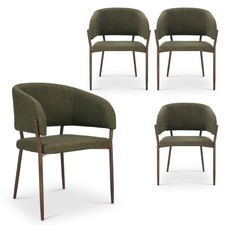Dining Chairs Set, Green Upholstered Kitchen Chairs, Vonhaus