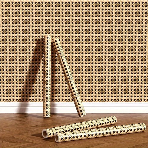 Rattan pvc wallpaper peel - pvc,