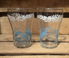 2 x Blue and White Barley Wheat design Glasses #AGT346
