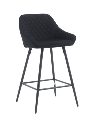 Black velvet bar stool - black, diamond