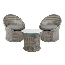 Bistro Rattan Garden Patio Set Stacking & Cushions 2 Colours Available