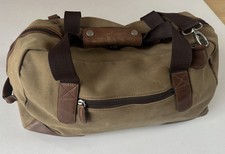 John Lewis Tan Brown Canvas Leather Hold-all Weekend Overnight Travel Bag Medium