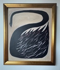 Original Modernist Abstract Style Figurative Oil On Board Painting Of A Horse